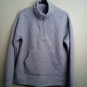 Kirkland Signature Light Gray Quarter-Zip Ribbed Pullover Hoodie